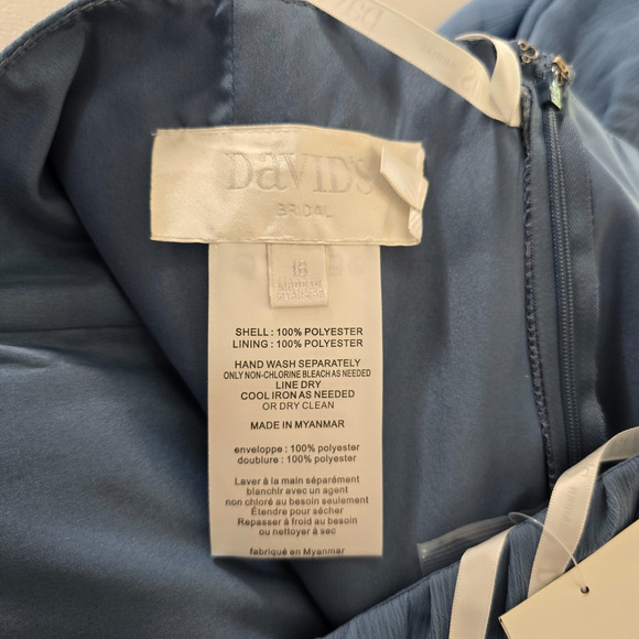 David's Bridal Dress Women's 16 Blue Strapless Mini Ruffles Bridesmaid Prom NWT - Picture 6 of 16